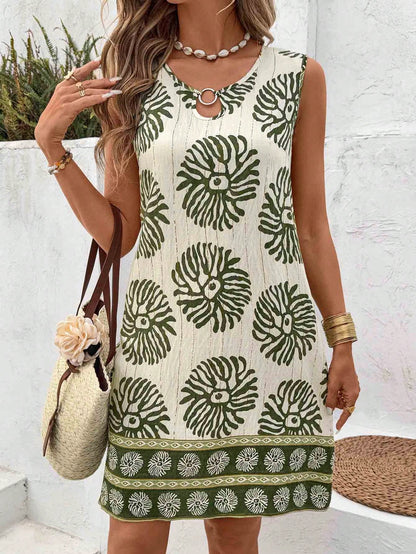 Floral Print Sleeveless A-Line Dress
