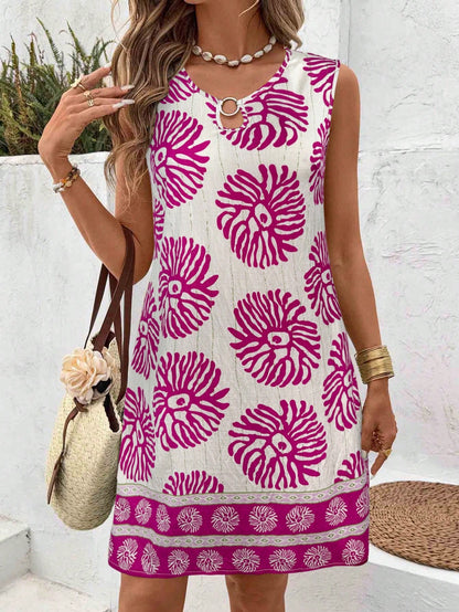 Floral Print Sleeveless A-Line Dress