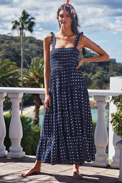 Floral Print Sleeveless Long Dress