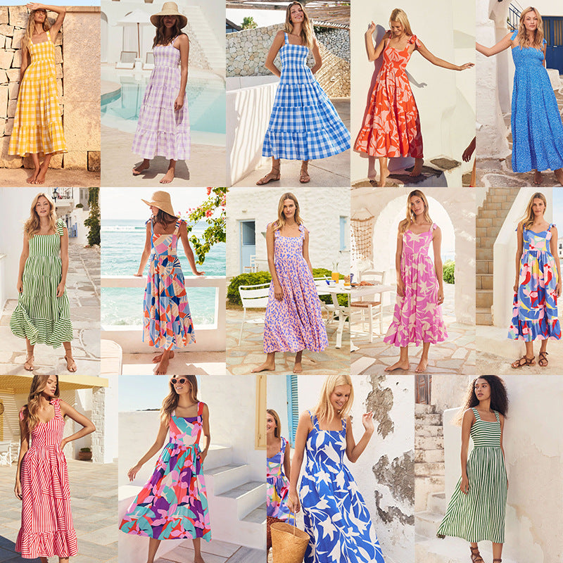 Floral Print Sleeveless Long Dress