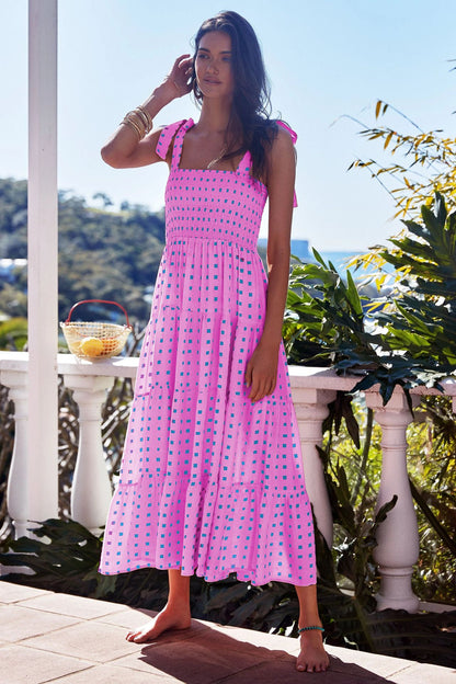 Floral Print Sleeveless Long Dress