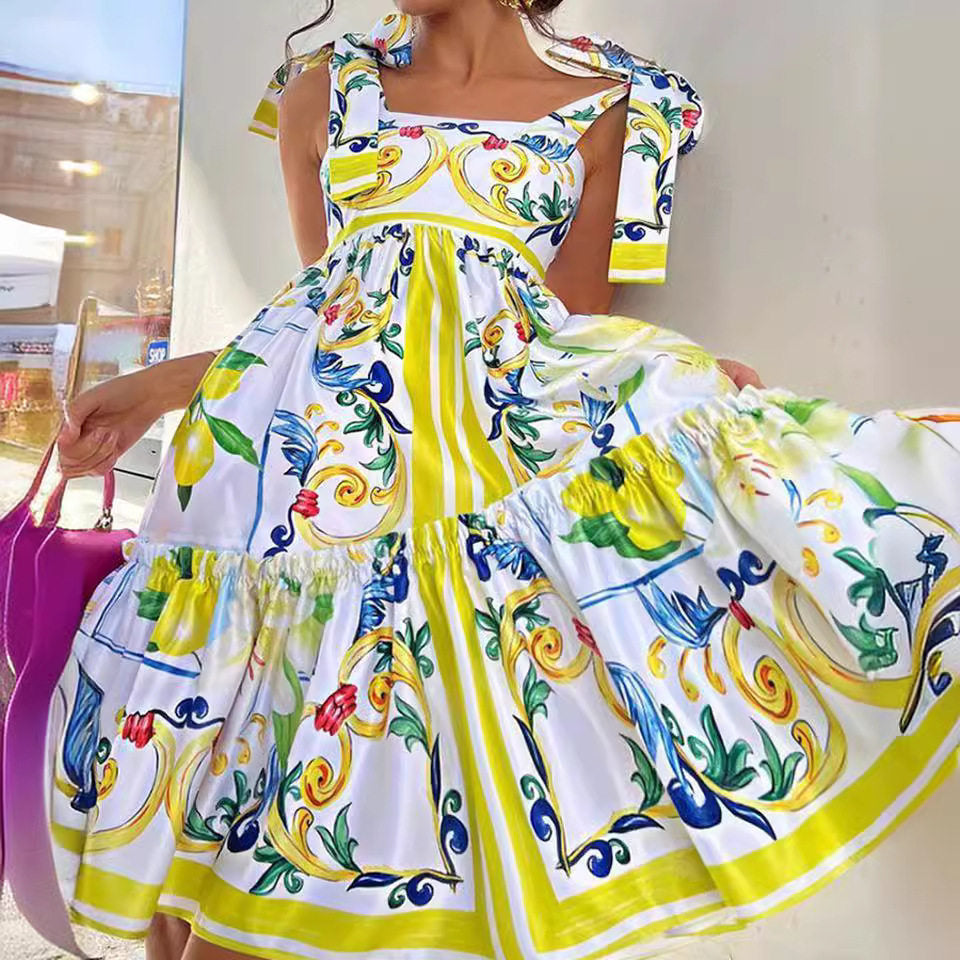 Floral Print Sleeveless Summer Dress