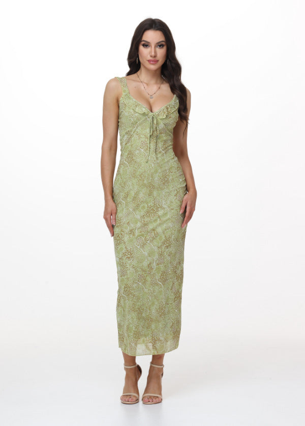 Floral Print Slim Fit Strap Dress