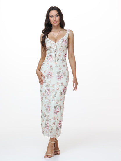 Floral Print Slim Fit Strap Dress