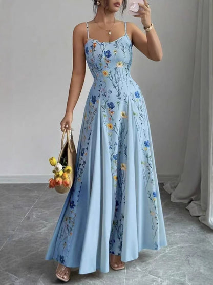 Floral Print Sling Dress with Adjustable Strap