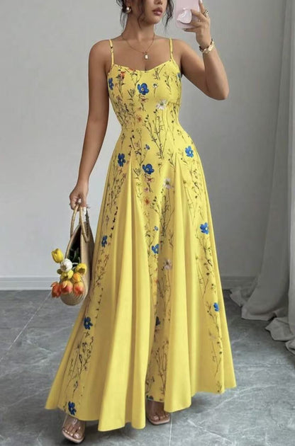 Floral Print Sling Dress with Adjustable Strap