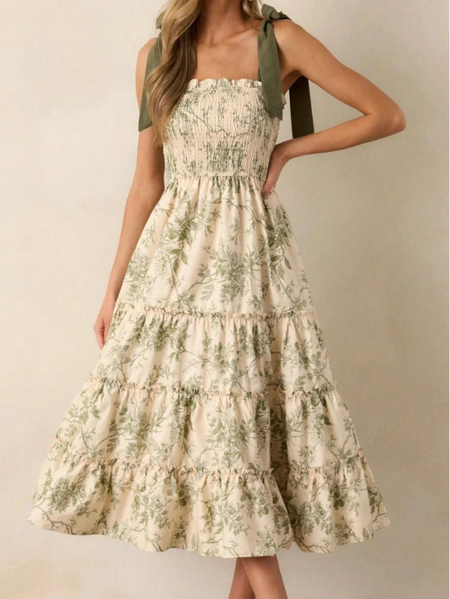 Floral Print Spaghetti Strap Summer Dress