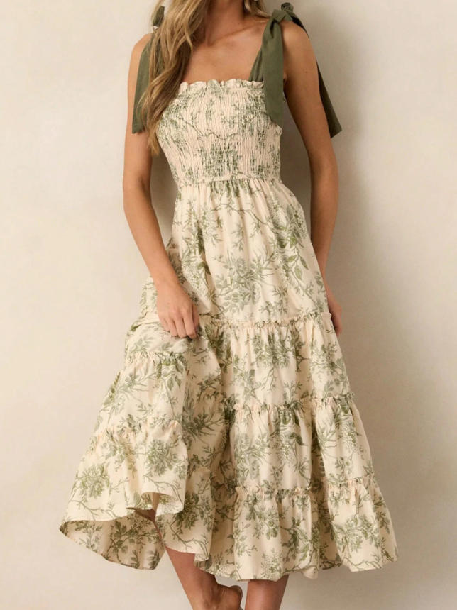 Floral Print Spaghetti Strap Summer Dress