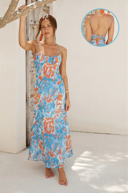 Floral Print Square Neck Midi Dress