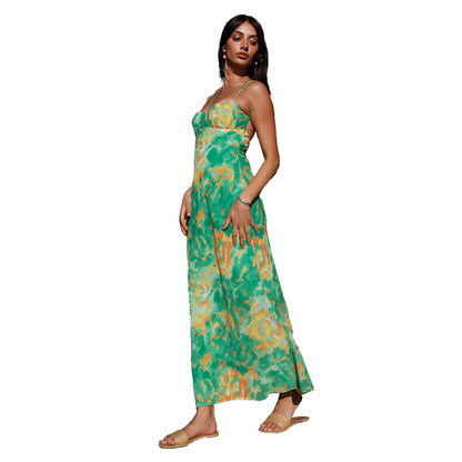 Floral Print Square Neck Midi Dress