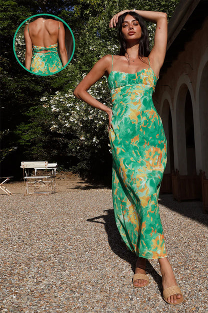 Floral Print Square Neck Midi Dress