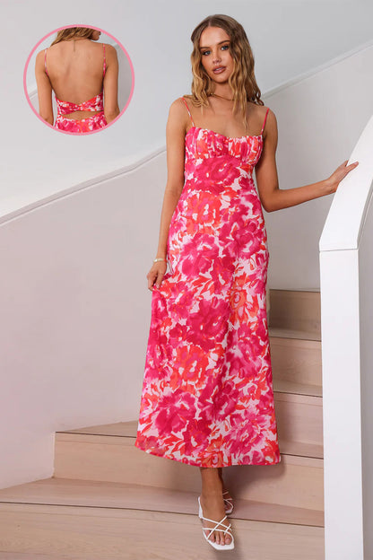 Floral Print Square Neck Midi Dress