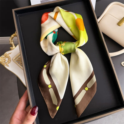 Floral Print Square Silk Scarves
