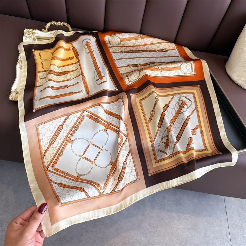 Floral Print Square Silk Scarves