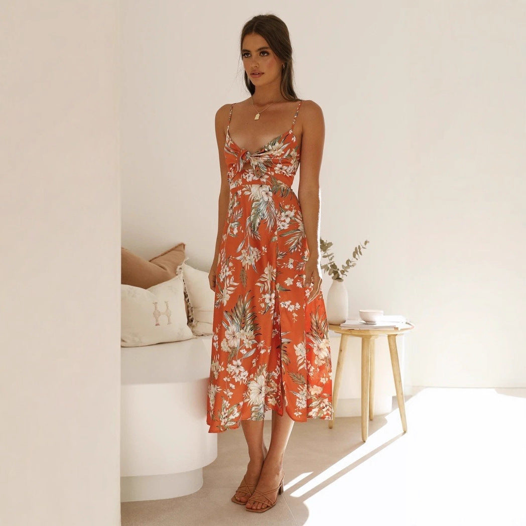 Floral Print Suspender Dress