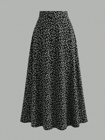 Floral Print Swing Long Skirt