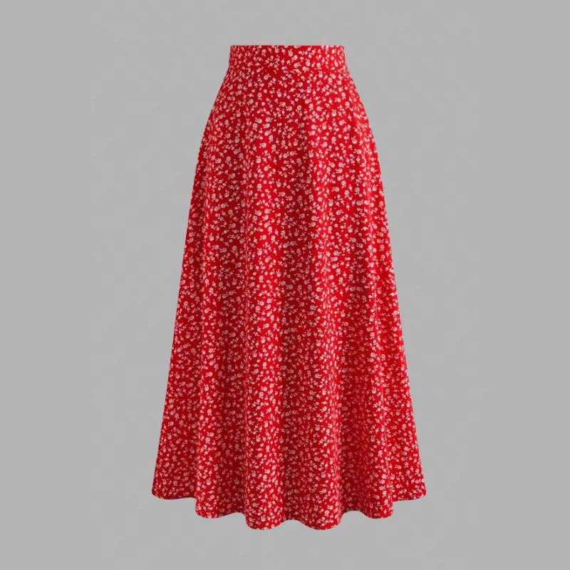 Floral Print Swing Long Skirt