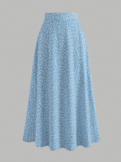 Floral Print Swing Long Skirt