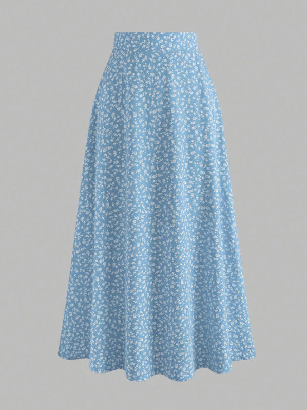 Floral Print Swing Long Skirt