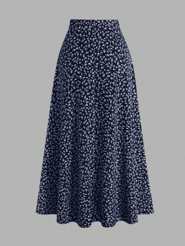 Floral Print Swing Long Skirt