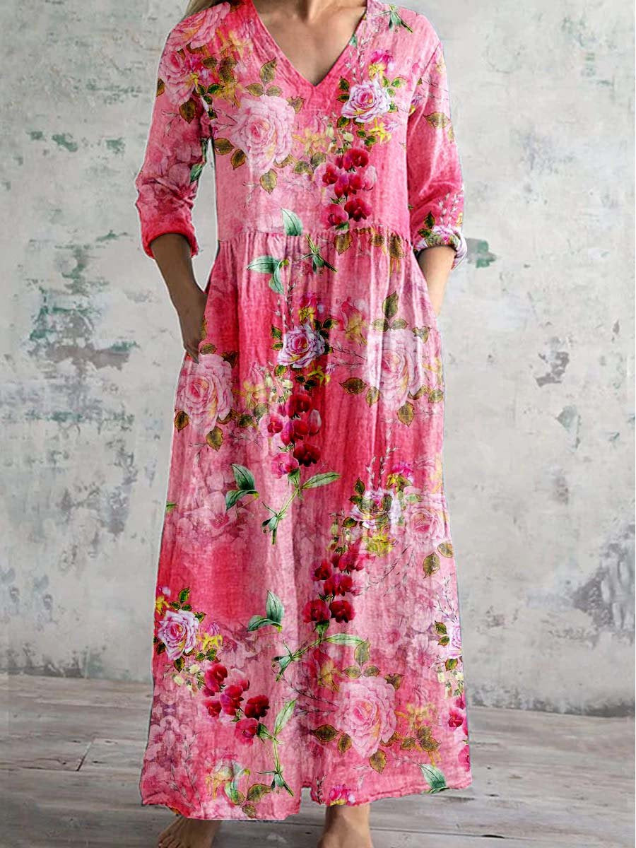 Floral Print V-neck Dress