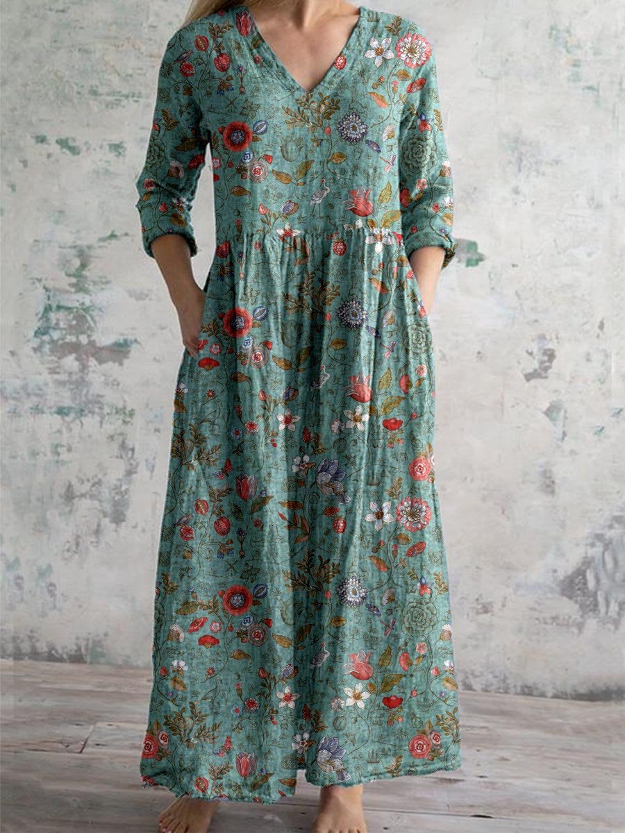 Floral Print V-neck Dress