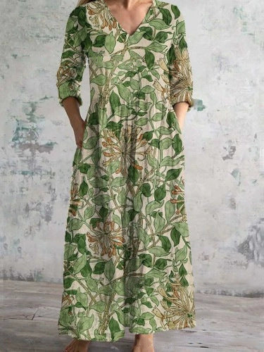 Floral Print V-neck Dress