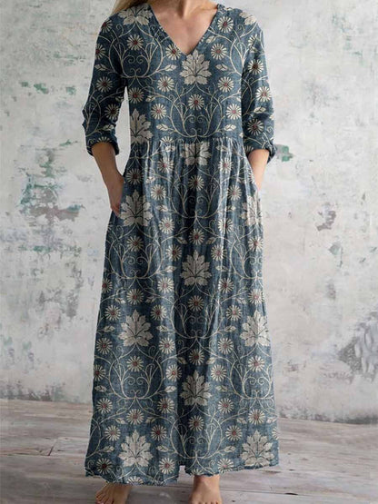 Floral Print V-neck Dress