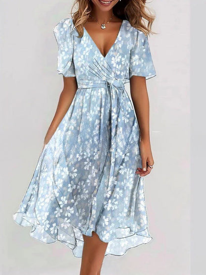 Floral Print V-Neck Loose Dress