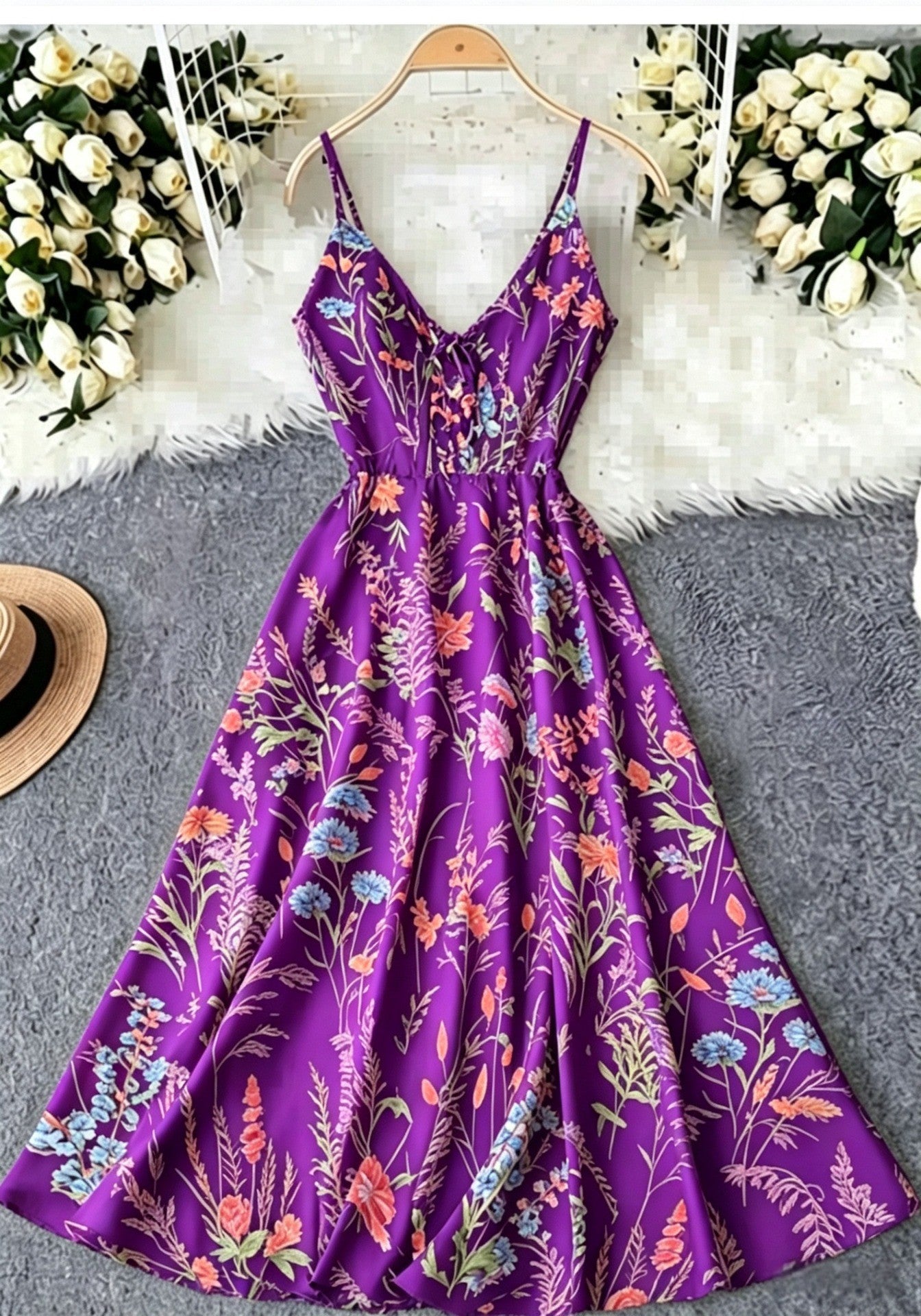 Floral Print V-Neck Summer Dress