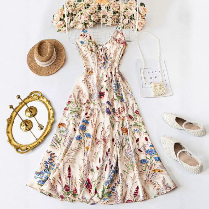 Floral Print V-Neck Summer Dress
