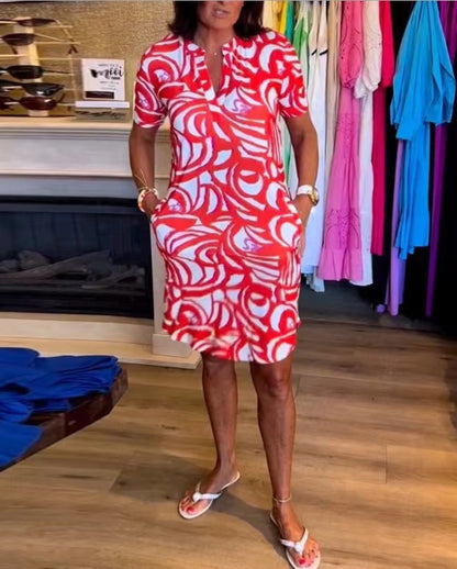 Floral Print V-Neck Summer Dress