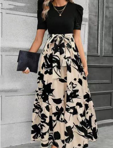 Floral Print Women Elegant A-line Dress