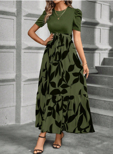 Floral Print Women Elegant A-line Dress