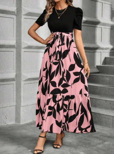 Floral Print Women Elegant A-line Dress