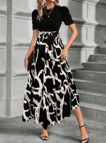 Floral Print Women Elegant A-line Dress