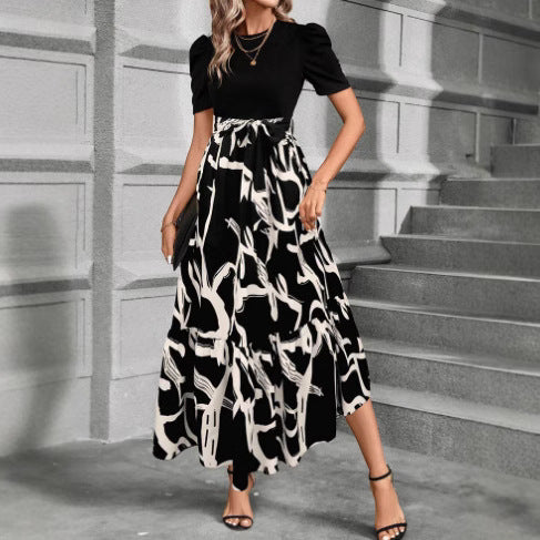 Floral Print Women Elegant A-line Dress