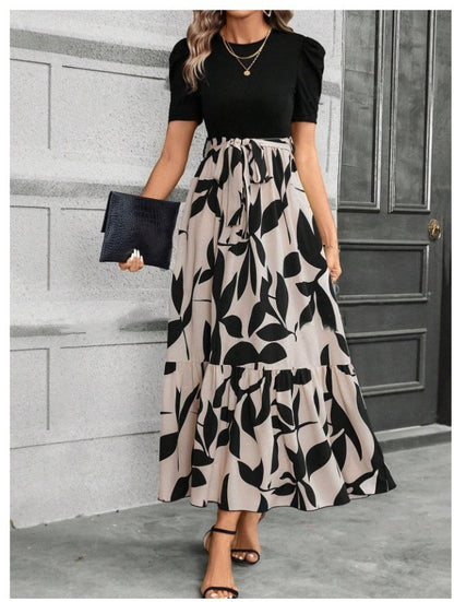Floral Print Women Elegant A-line Dress