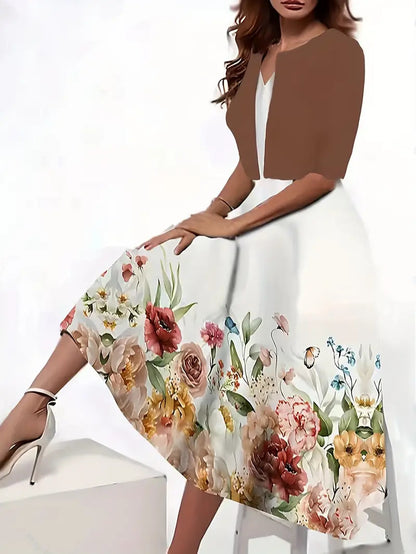 Floral Print Women's Two-Piece Dress Set