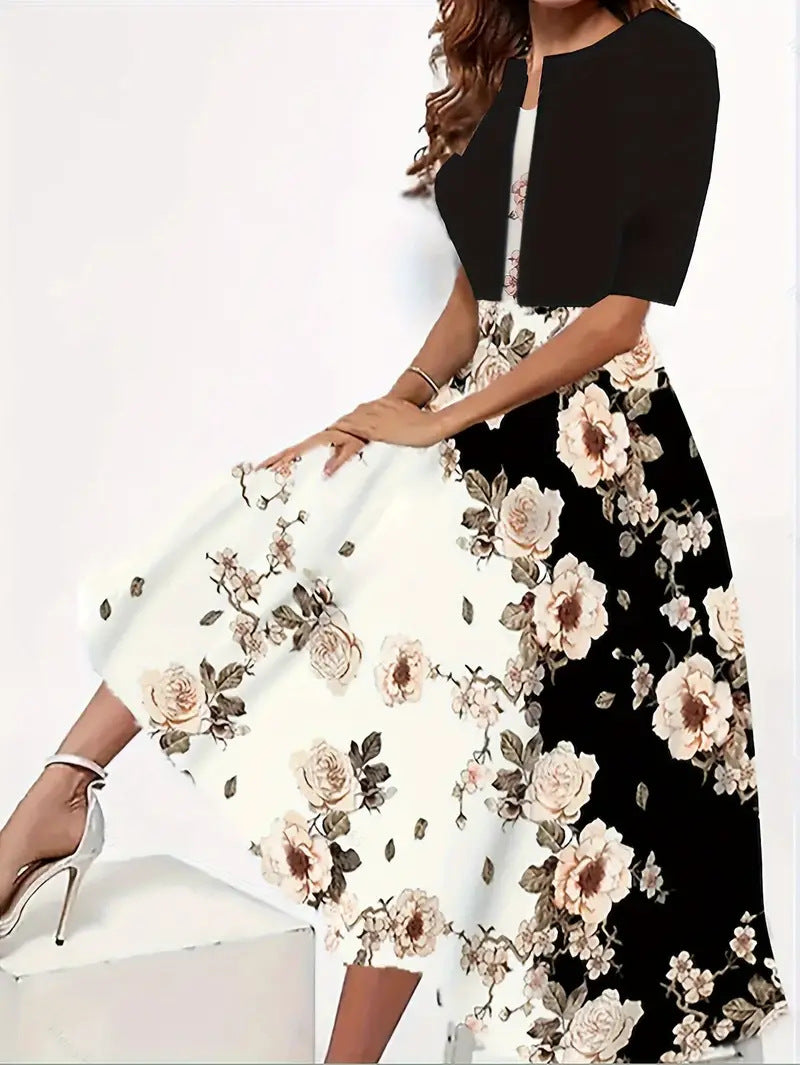 Floral Print Women's Two-Piece Dress Set