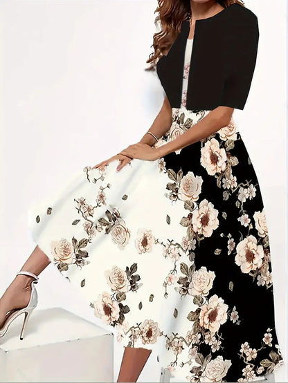 Floral Print Women's Two-Piece Dress Set