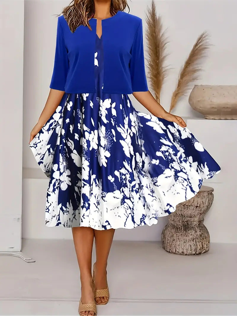 Floral Print Women's Two-Piece Dress Set