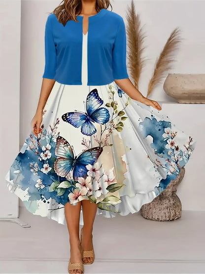 Floral Print Women's Two-Piece Dress Set