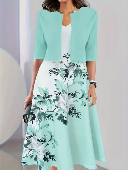 Floral Print Women's Two-Piece Dress Set