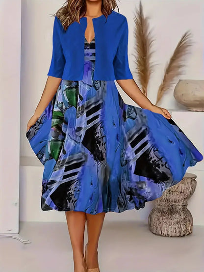 Floral Print Women's Two-Piece Dress Set