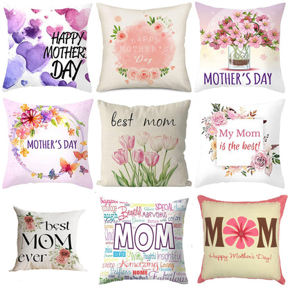 Floral Printed Linen Decorative Pillow Cover
