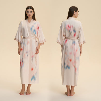 Floral Printed Satin Chiffon Nightgown