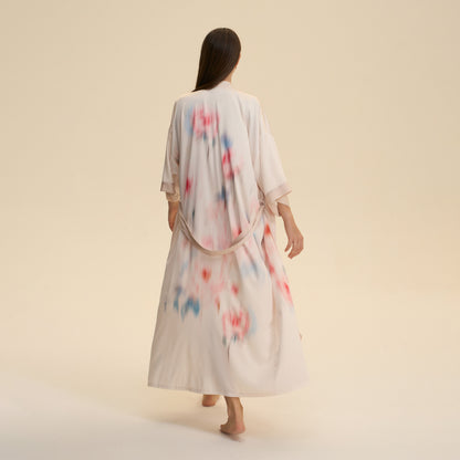 Floral Printed Satin Chiffon Nightgown