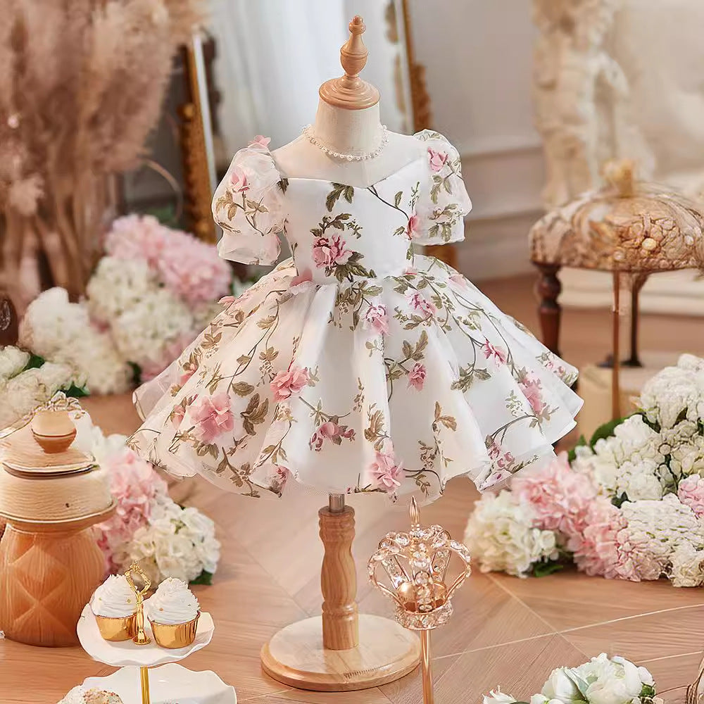 Floral Puff Sleeve Princess Dress