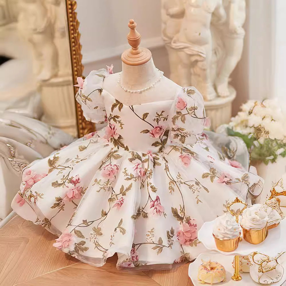 Floral Puff Sleeve Princess Dress